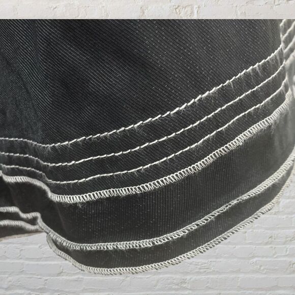 Emanuel Ungaro Black Flared Skirt Size 6 White Stitch Detail - Picture 6 of 14